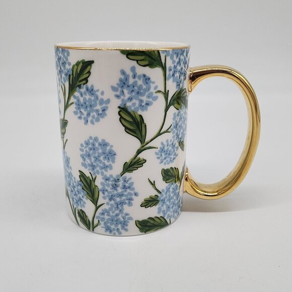 Rifle Paper Co. Blue Hydrangea Floral Mug With Gold Handle - Picture 1 of 7